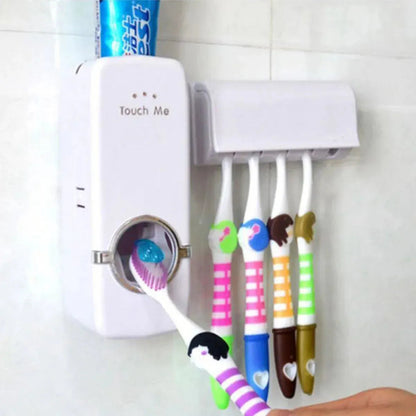 Automatic Toothpaste Dispenser Squeezing Paste with Toothbrush Slots