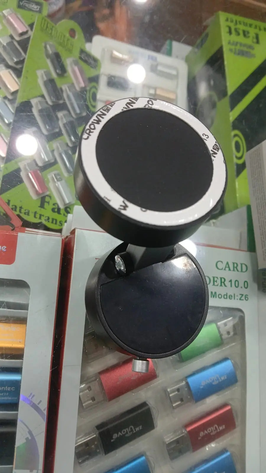 Magnetic phone mount attached in car, side view