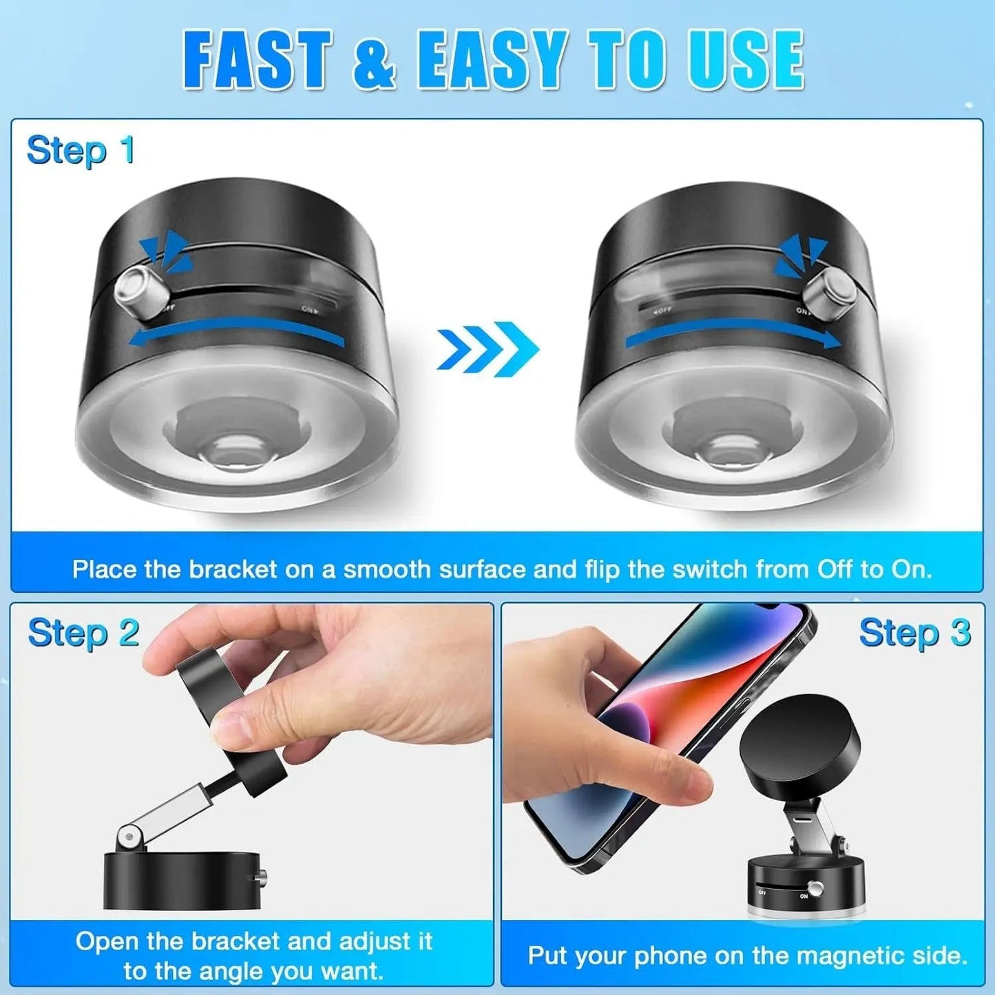 360° magnetic car mount – fast and easy installation