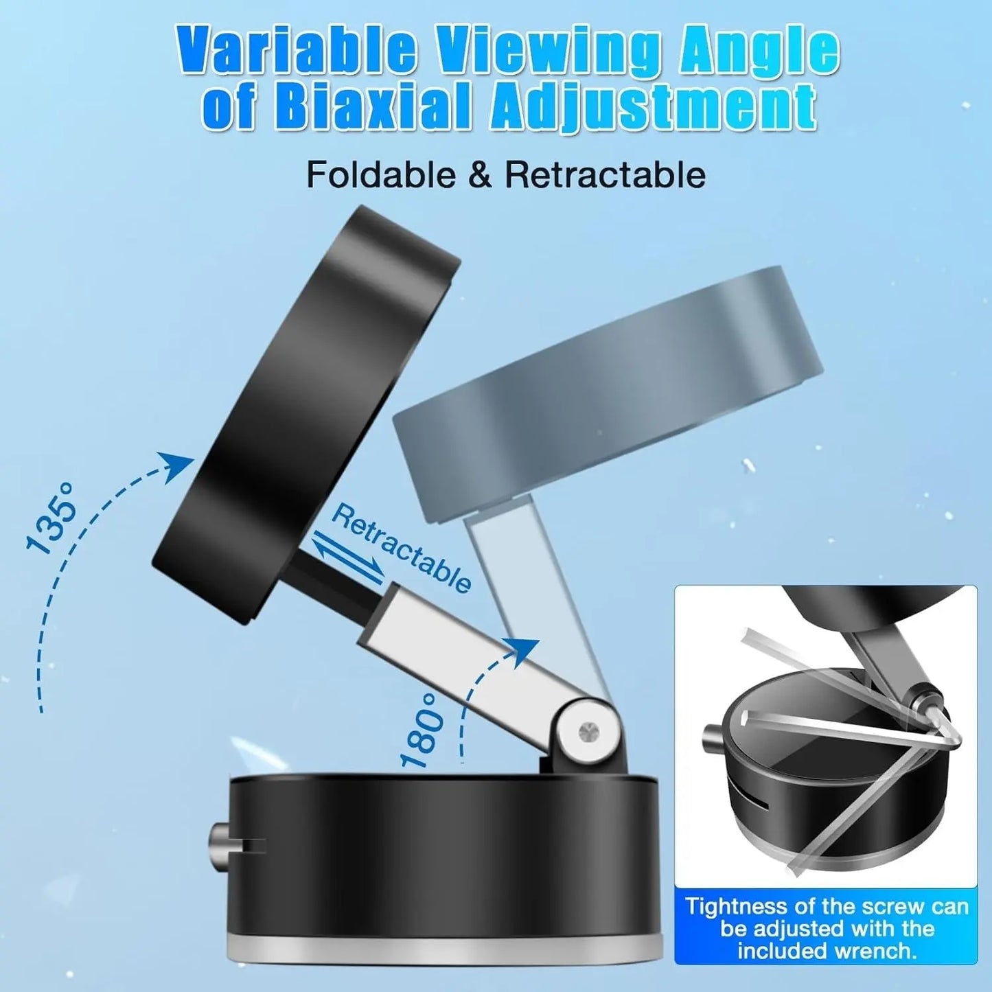 360° magnetic car mount – compact folded view