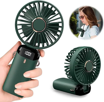 Portable Handheld Mini Fan with Power Bank - Rechargeable Foldable Fan for Travel, Office & Outdoor Use Pakistan