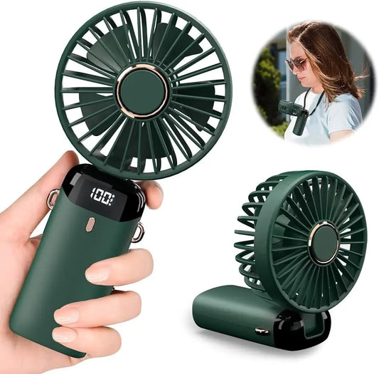 Portable Handheld Mini Fan with Power Bank - Rechargeable Foldable Fan for Travel, Office & Outdoor Use Pakistan