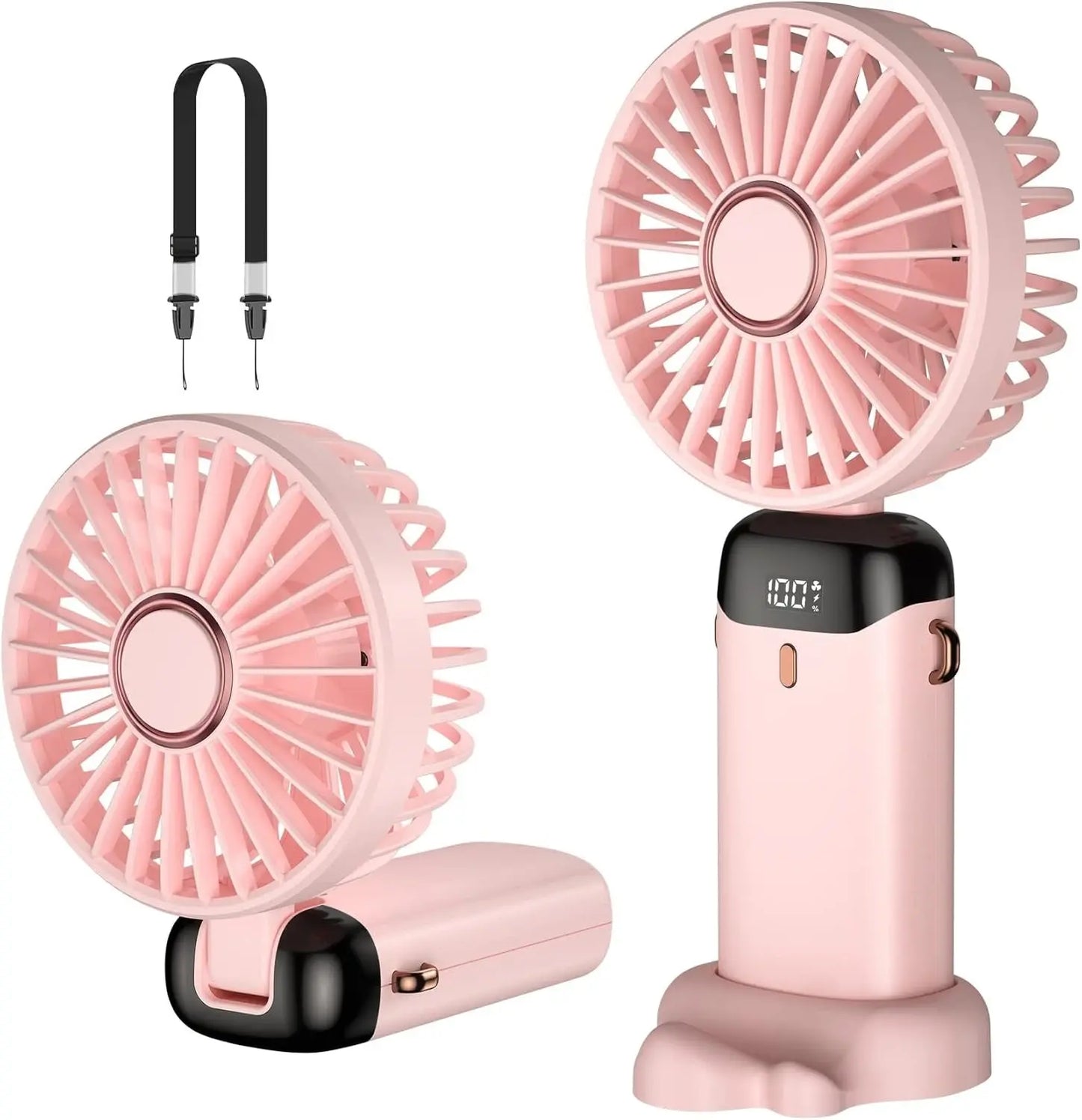 Portable USB Fan with Stand - Desk & Handheld Use, Pink
