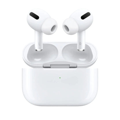 White wireless earbuds in open charging case
